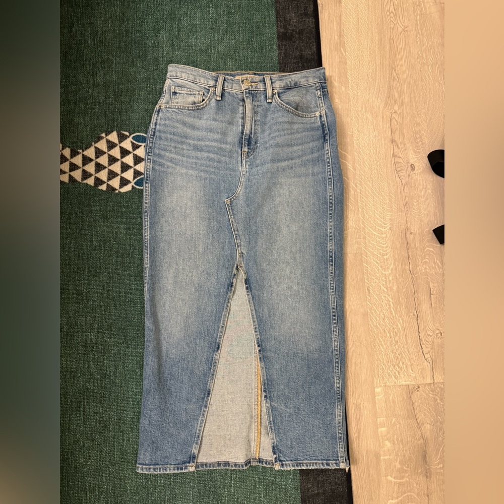 Hudson Jeans Light Blue Straight-Leg Denim Skirt with Front Vent